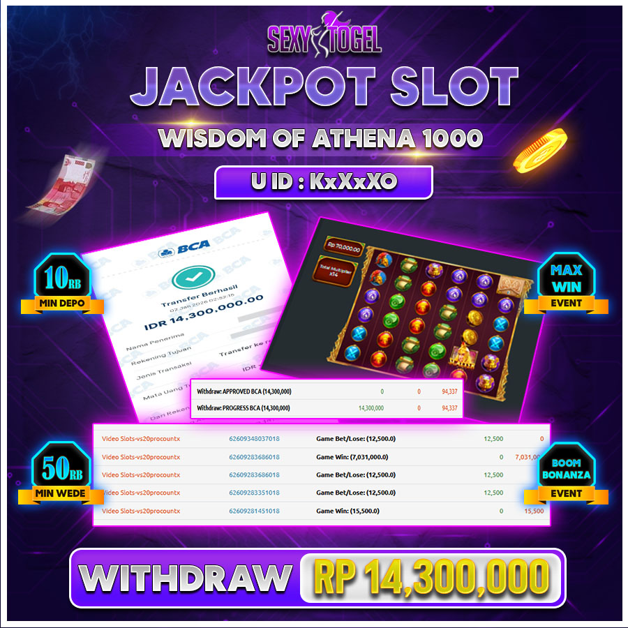 SEXYTOGEL JACKPOT SLOT WISDOM OF ATHENA 1000 Rp.14.300.000.,-LUNAS